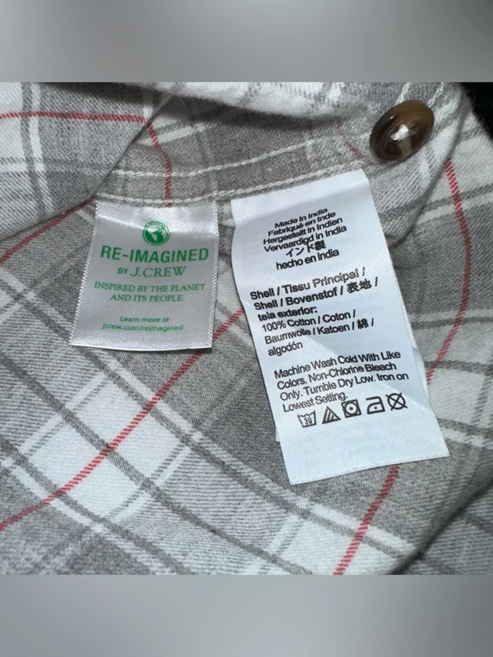 J.Crew Men's Gray Plaid Button-Down Shirt‎ lightweight flannel size large
